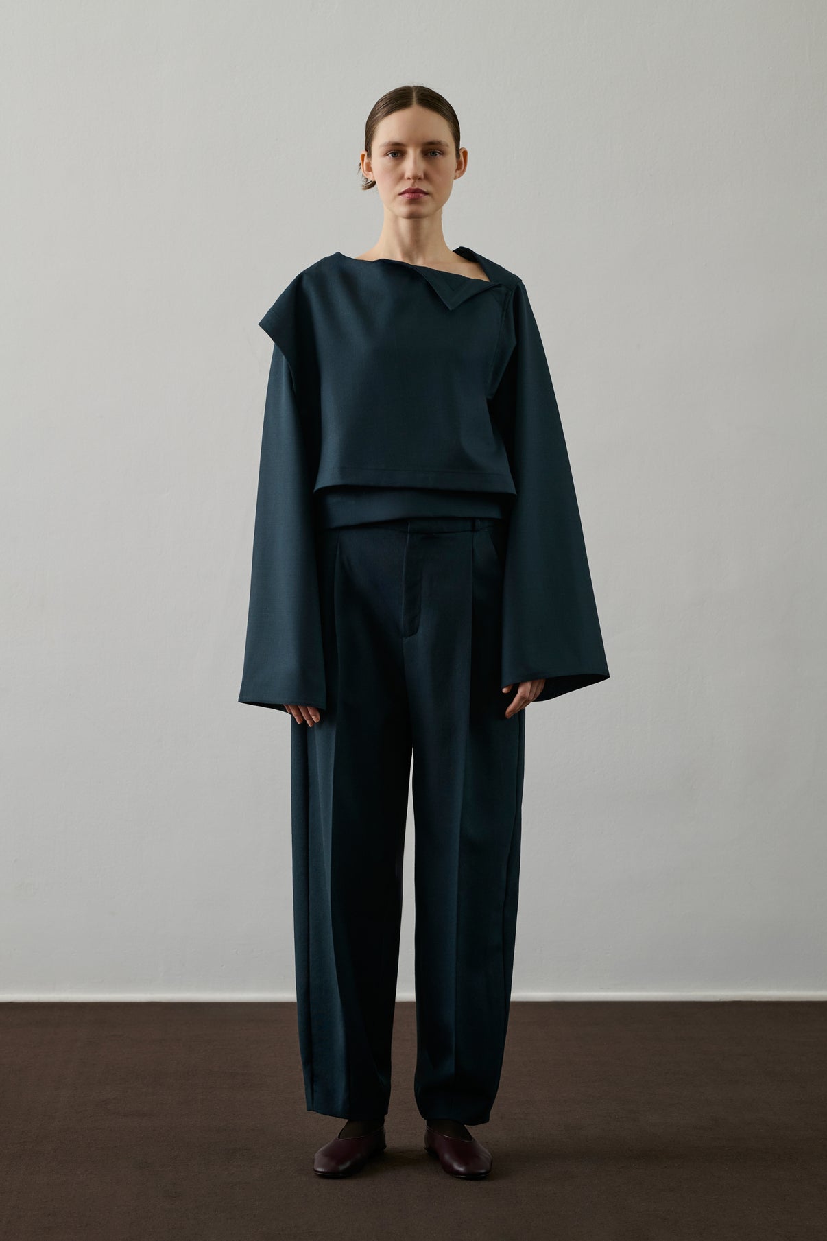 Pantalon Graham - Pétrole - Laine - Femme vue 1