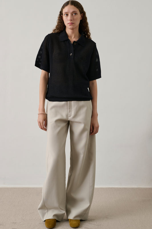 Polo Harvey - Noir - Laine mérinos - Femme