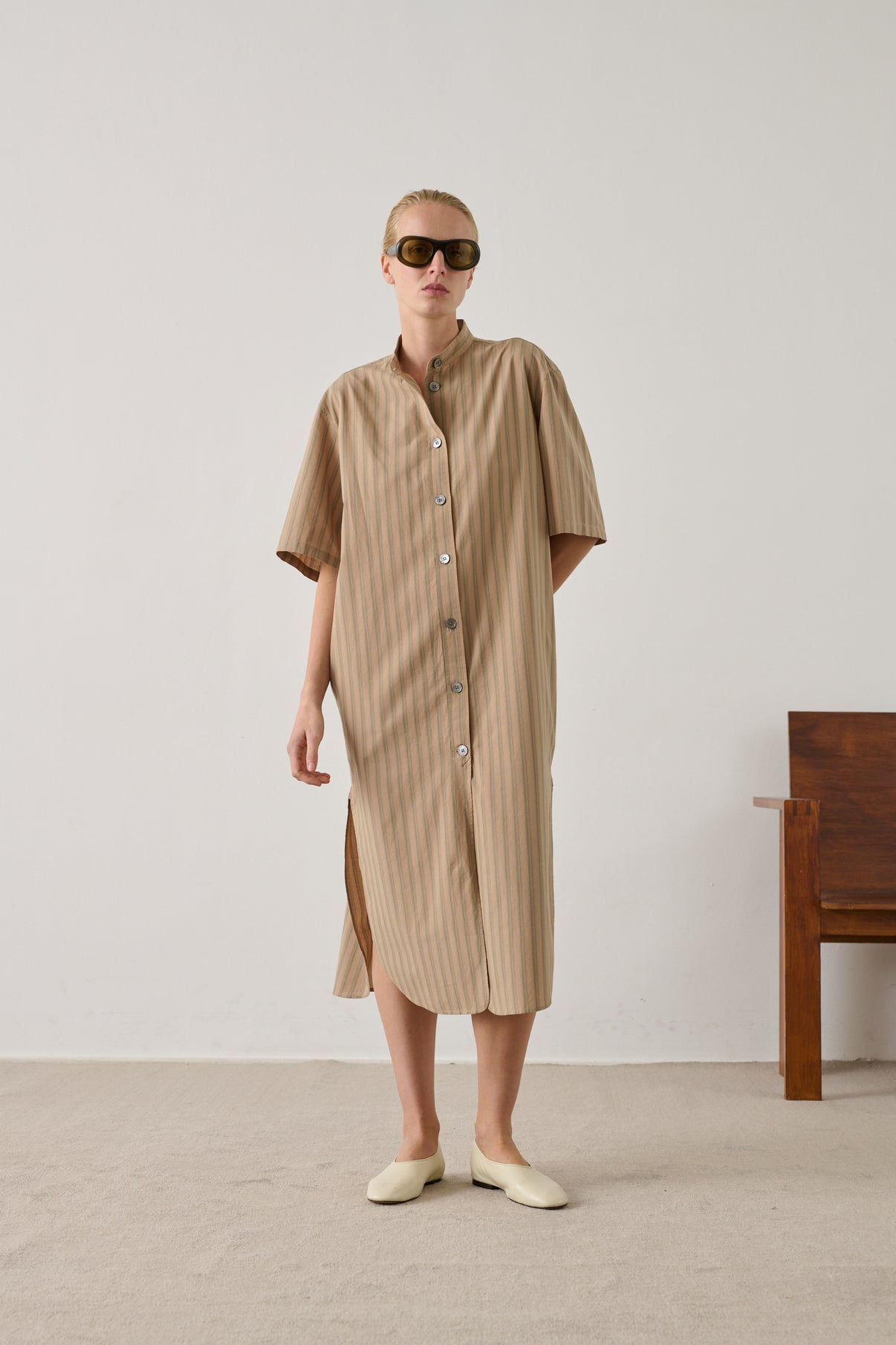 Robe Izzo - Beige Vert - Coton - Femme vue 3